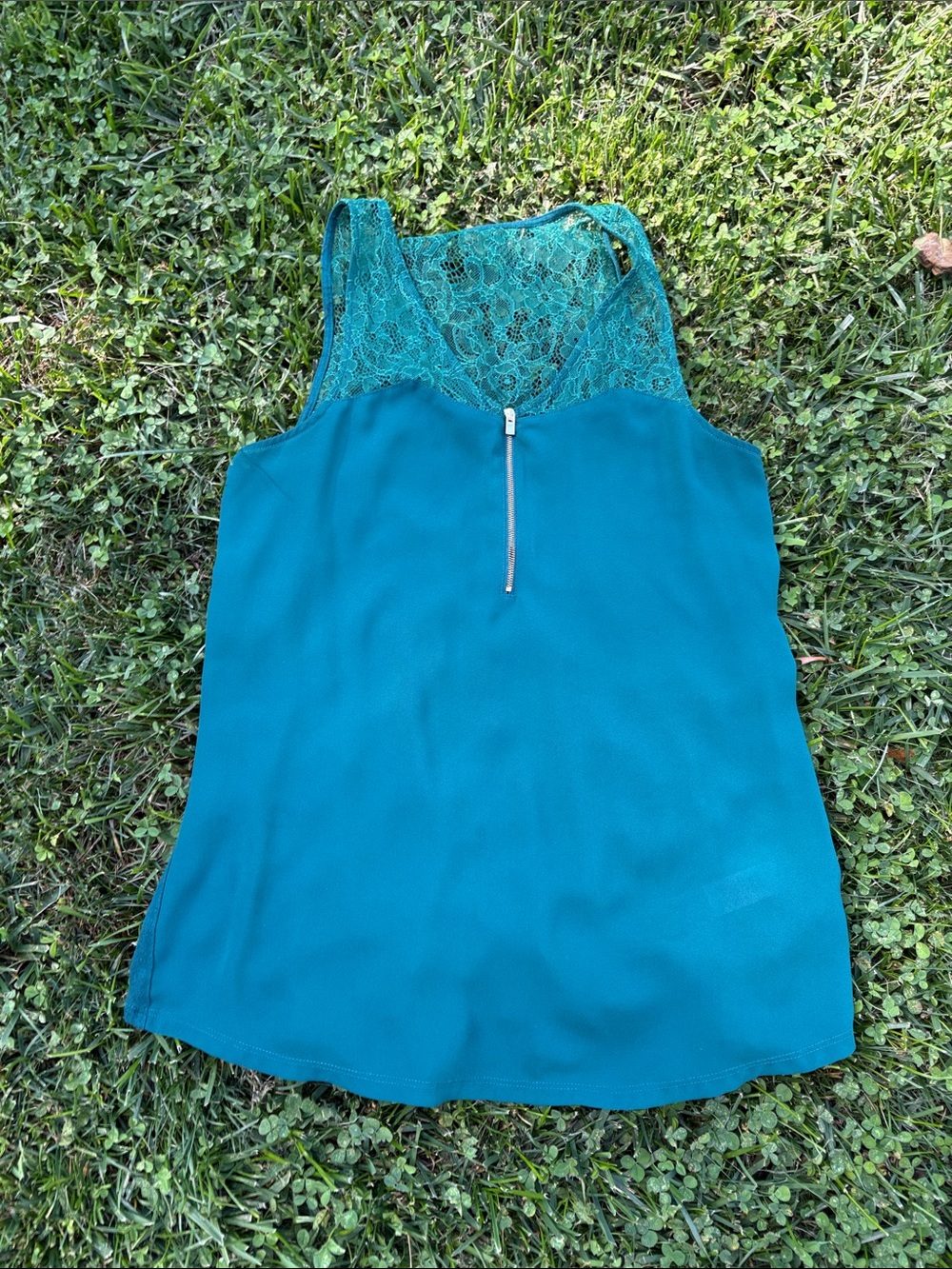 Express Dark Green Lace Tank Top